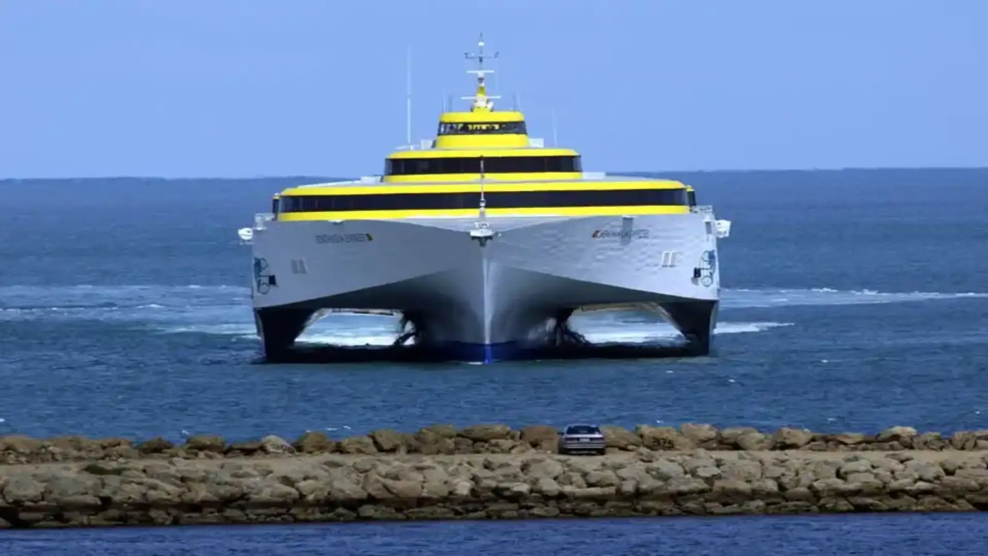 The ferry "Benchijigua Express" a Danish multicasco of the future operating in the Canary Islands.