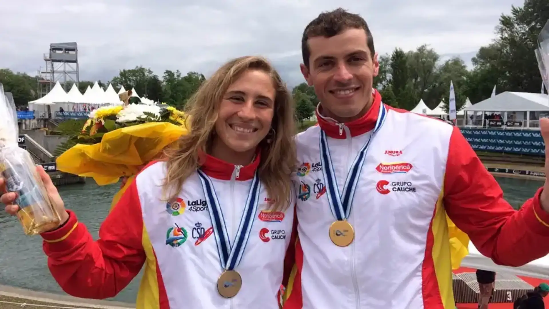 Herranz (gold), Villarubla and Mailen (bronces) at the Slalom World Cup in Pau