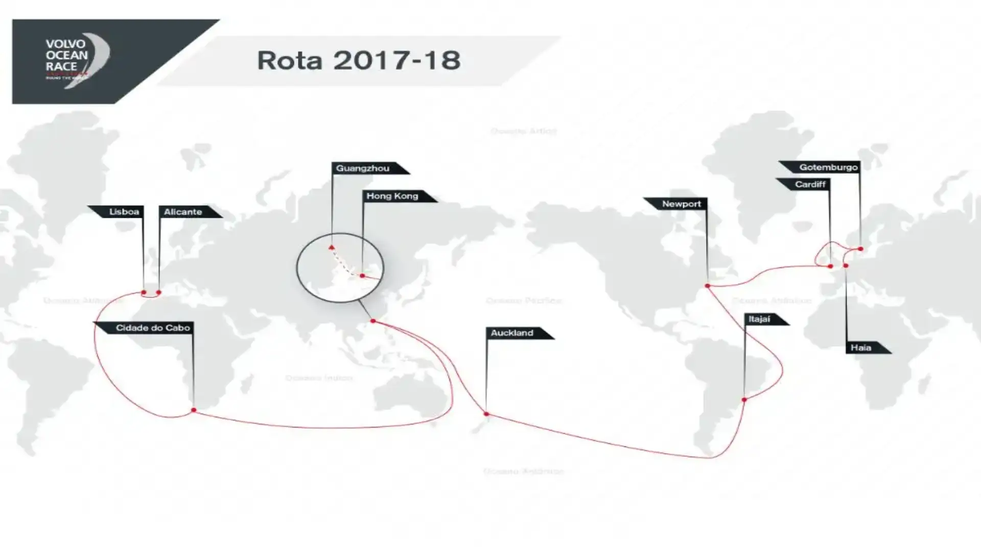 Here is the Volvo Ocean Race route 2017-2018