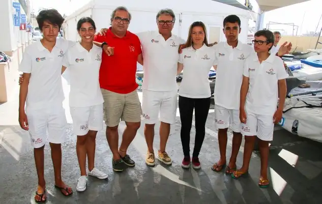 El equipo Naacional, de izqda. a dcha. Jordi Lladó, Carmen Losantos, Carlos Torrado, presidente AECIO IODA España, Kiko Igual, entrenador, Iset Segura, Ruben Naranjo y Arnau Gelpí