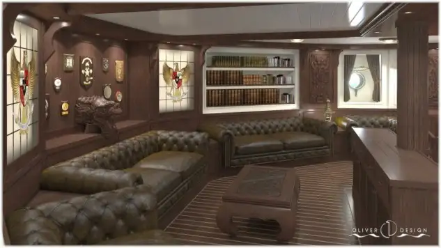 El cuidado diseño, en el que destaca el uso de maderas nobles procedentes de las selvas tropicales de Indonesia, es uno de los elementos más llamativos de un velero que, además de formar a futuros oficiales, se convertirá en embajador y representante del país en acontecimientos internacionales