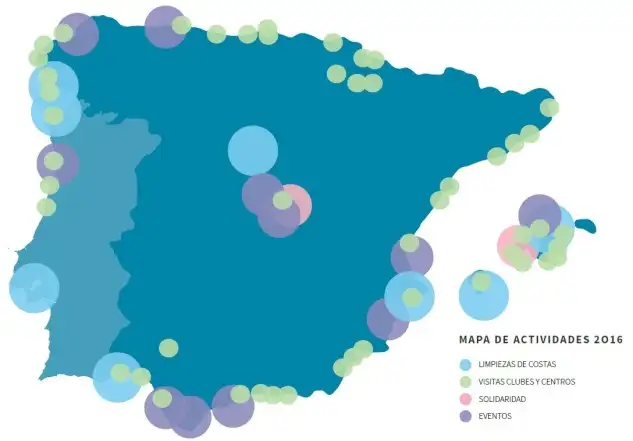 Mapa de actividades 2016, con la impactante labor de concienciación de la sostenibilidad del medio marino