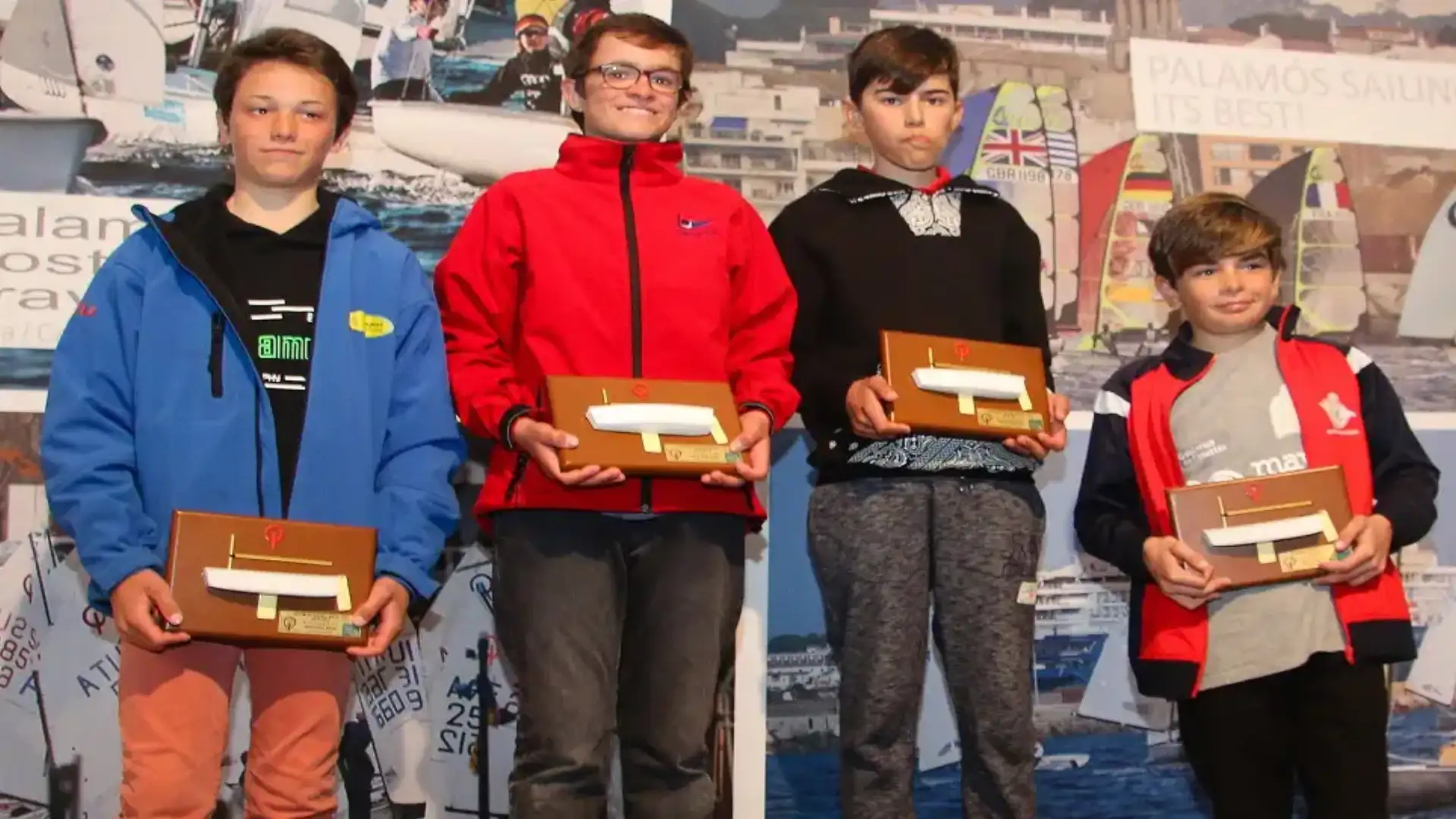 Gelpí (Catalonia), Beneyto and Morales (Canary Islands) podium of the Excellence Cup of Optimist