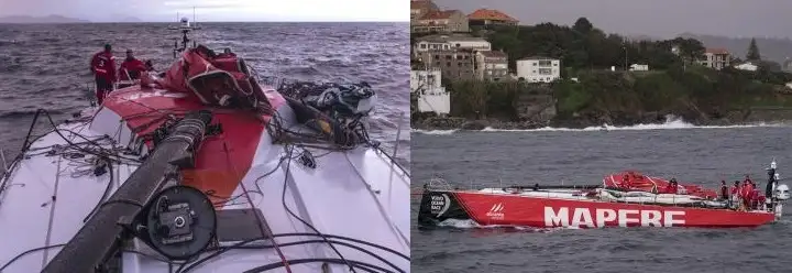 El mástil destrozado es el que se había utilizado en la última Volvo Ocean Race