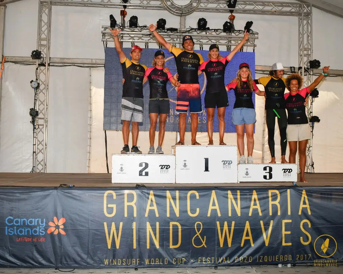 Podio de la final simple del Gran Canaria Wind & Waves Festival.