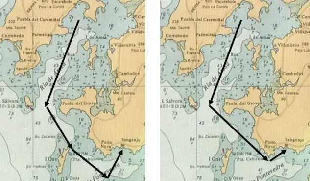 El trazado de la tercera etapa, a la izquierda el de los ORC 1-2 y a la derecha para el resto