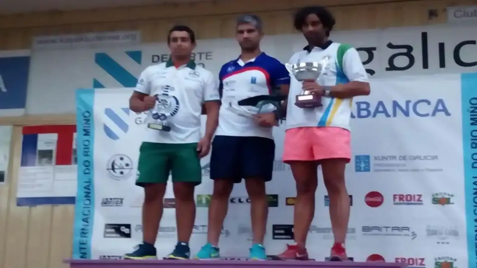 Tui, Pontevedra and Aldán podium of the International Piragüismo Miño Census